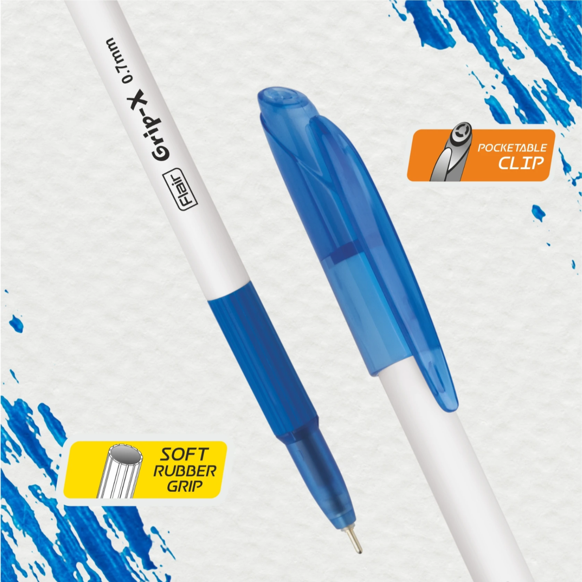 Flair Grip-X Ball Pen | Pack of 50 | Ink Colour - Blue