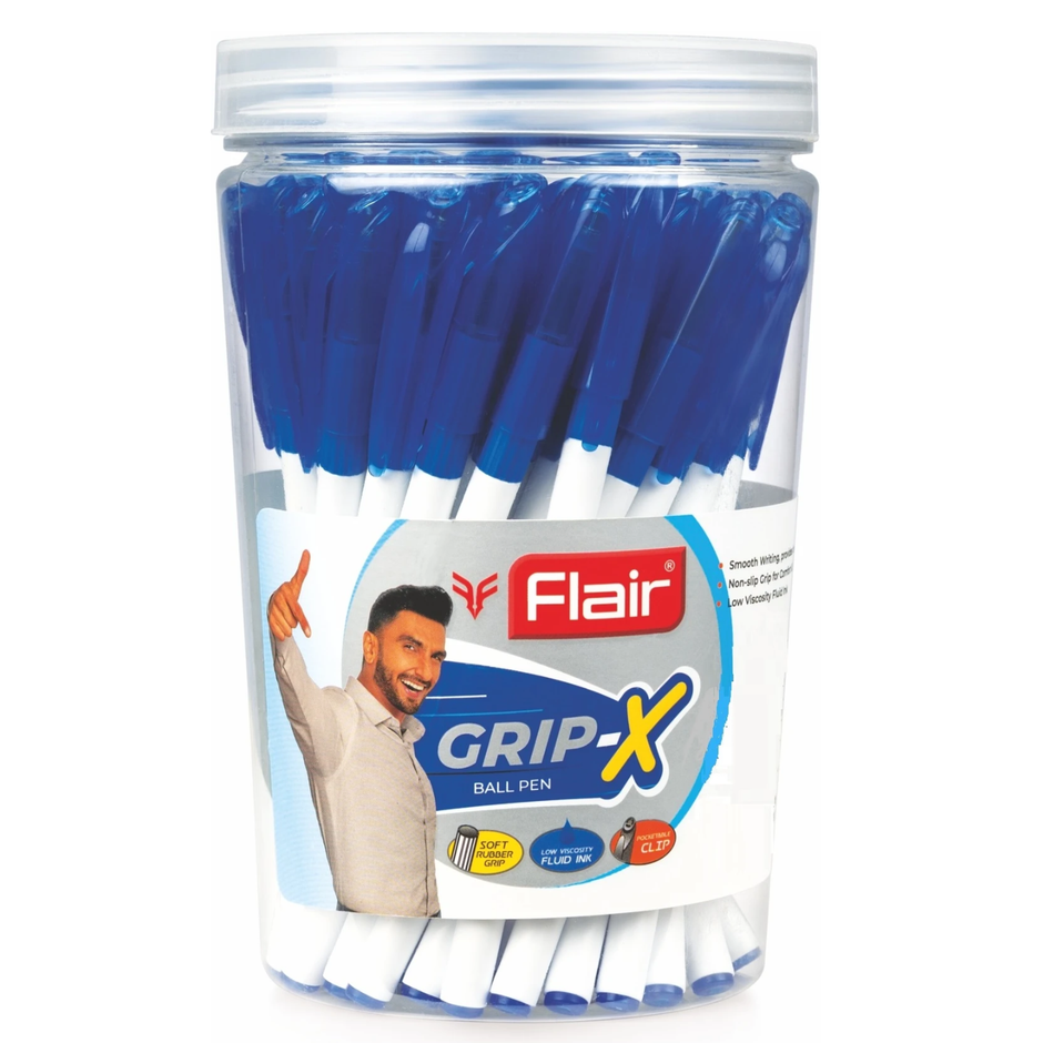 Flair Grip-X Ball Pen | Pack of 50 | Ink Colour - Blue