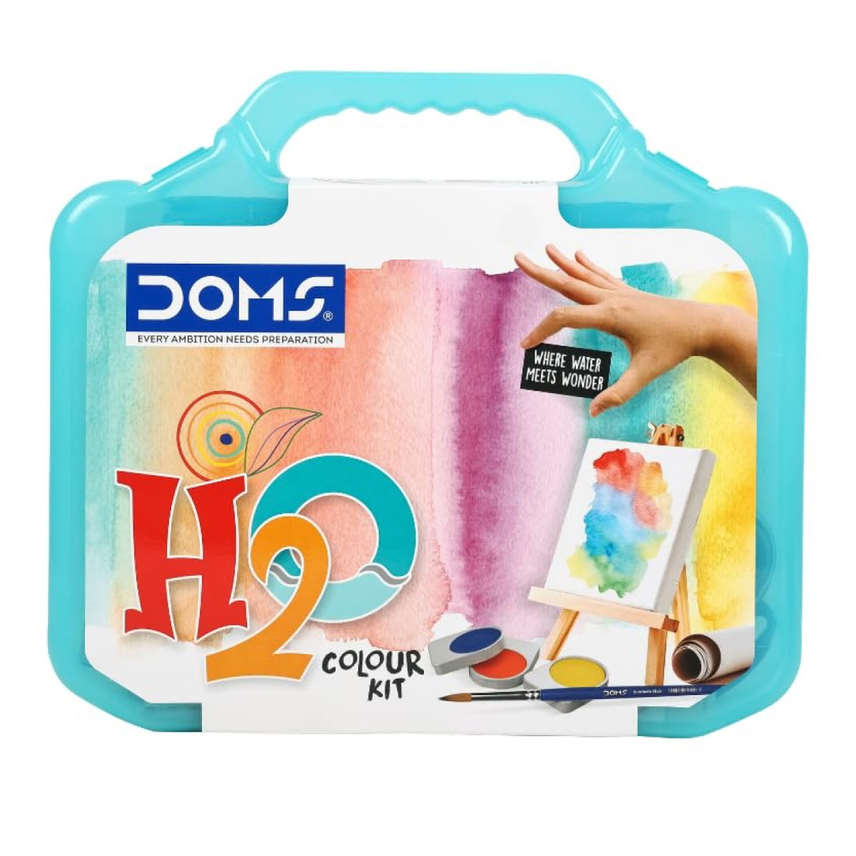 DOMS H2O Colour Kit With Plastic Carry Case | Combination of 9 Stationery Items