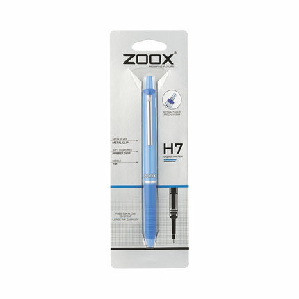 Zoox H7 Retractable Liquid Ink Pen | Ink Colour - Blue and Black
