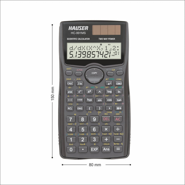 Hauser HC-991MS Scientific Calculator | 401 Functions and 2 Line Display