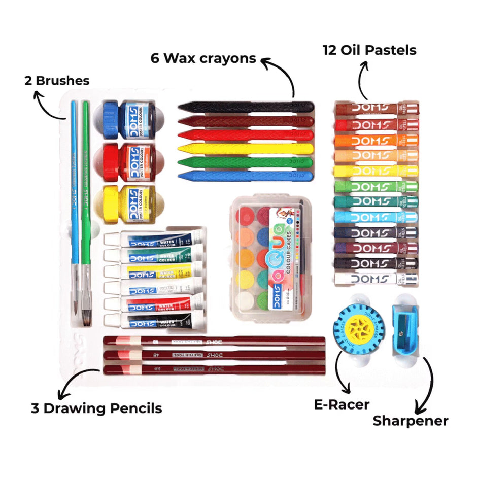 DOMS Happy Colour Kit | Combination of 9 Stationery Items