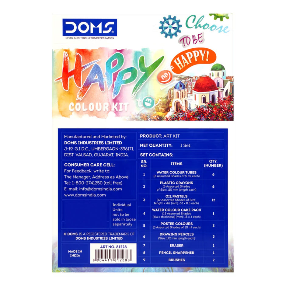DOMS Happy Colour Kit | Combination of 9 Stationery Items