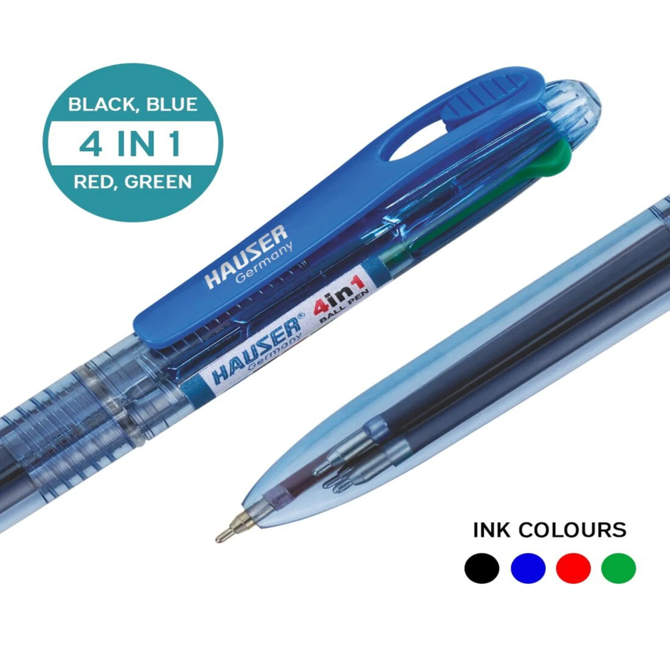 Hauser 4 in 1 Ball Pen | Ink Colour - Blue, Black, Green and Red