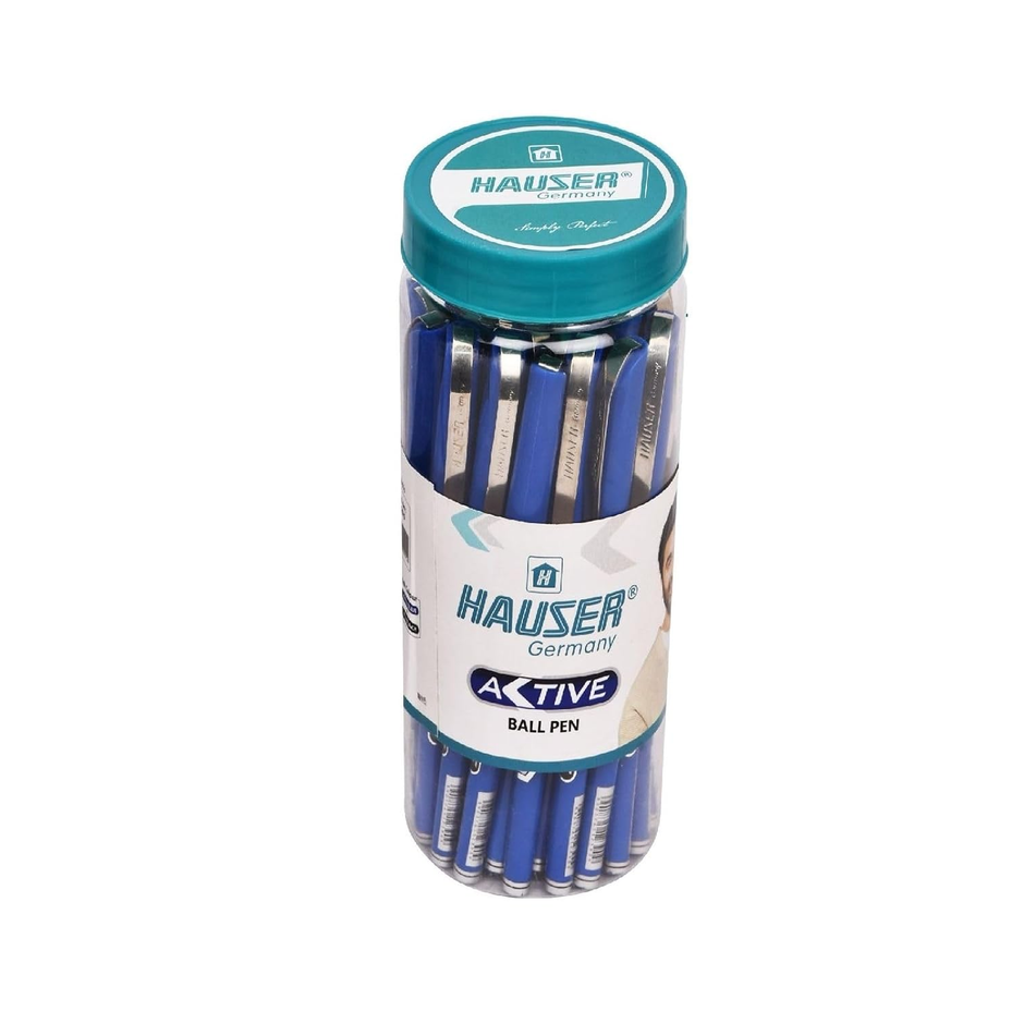 Hauser Active Ball Pen | Pack of 25 | Ink Colour - Blue and Black