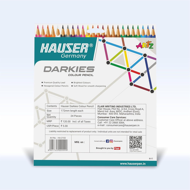Hauser Artz Darkies Colour Pencils 24 Shades
