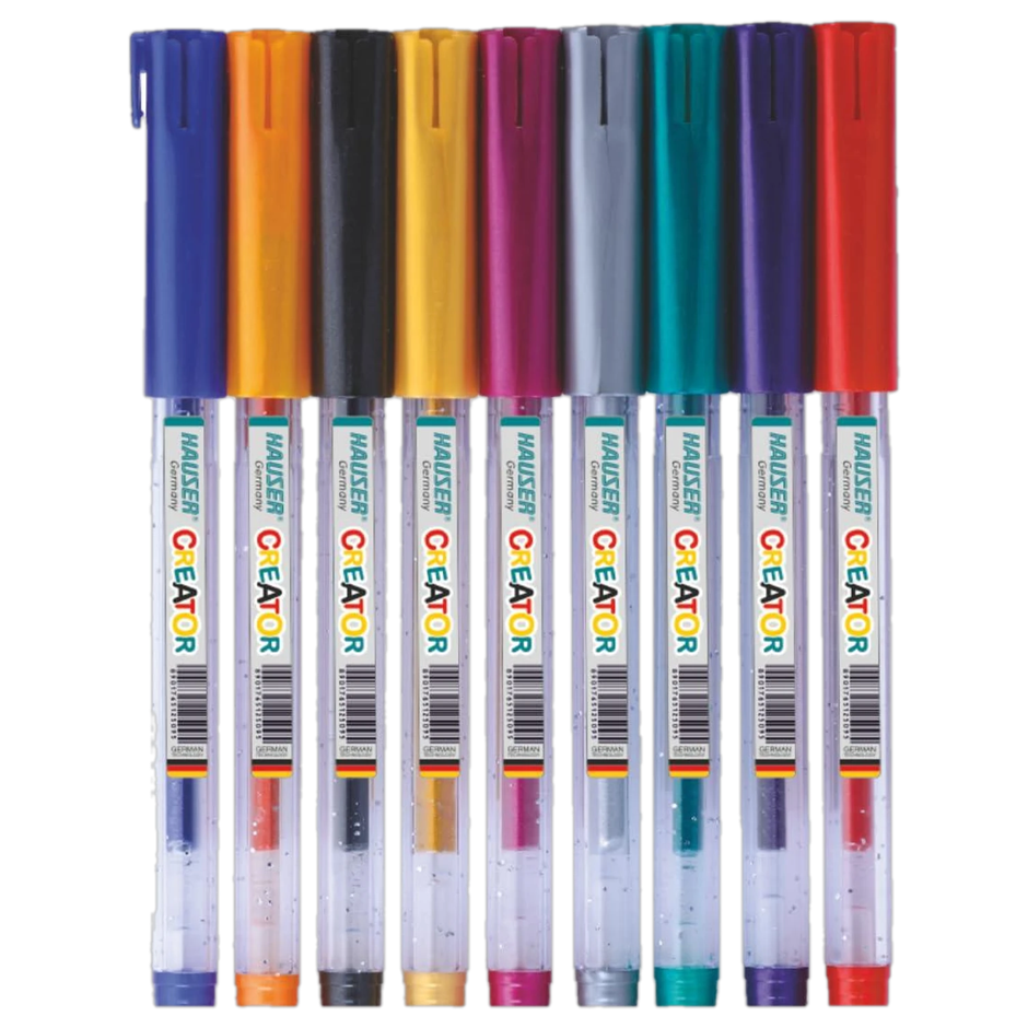 Hauser Creator Glitter Gel Pen Set of 10 Shades
