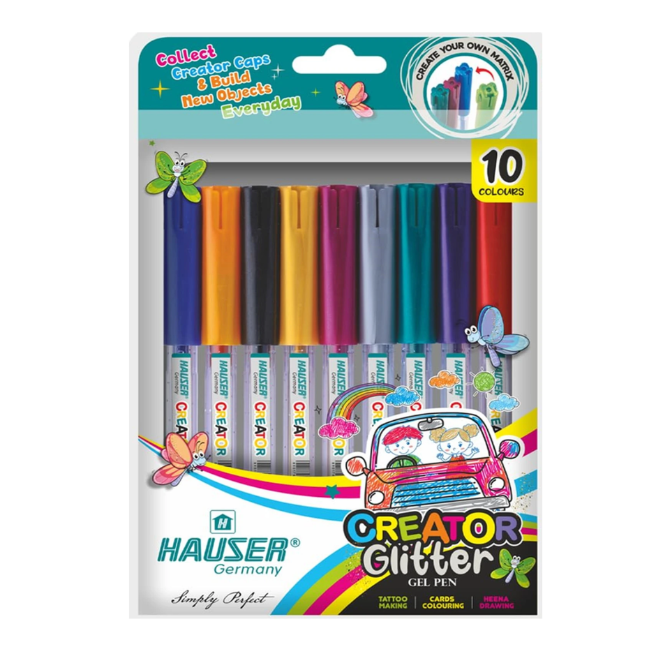 Hauser Creator Glitter Gel Pen Set of 10 Shades