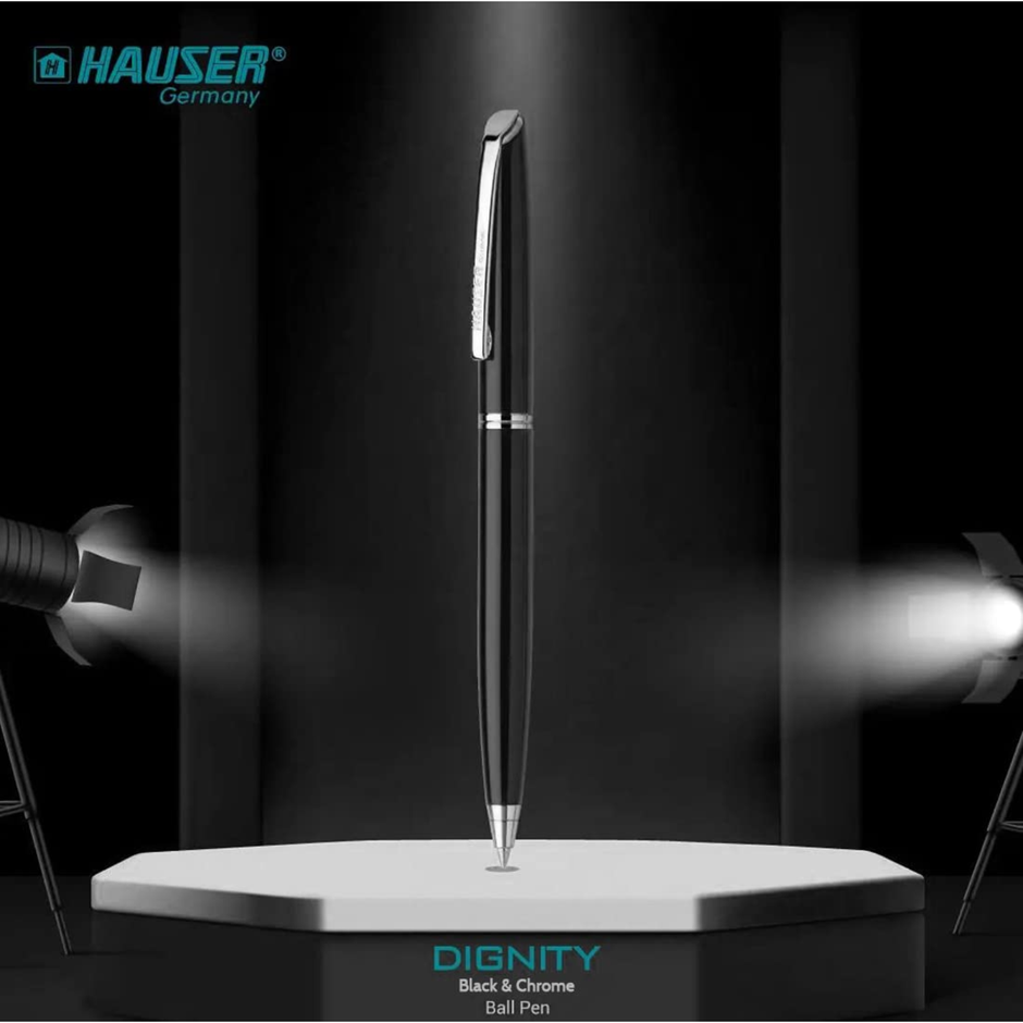 Hauser Dignity Black & Chrome Ball Pen | Ink Colour - Blue