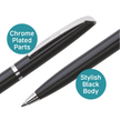 Hauser Dignity Black & Chrome Ball Pen | Ink Colour - Blue