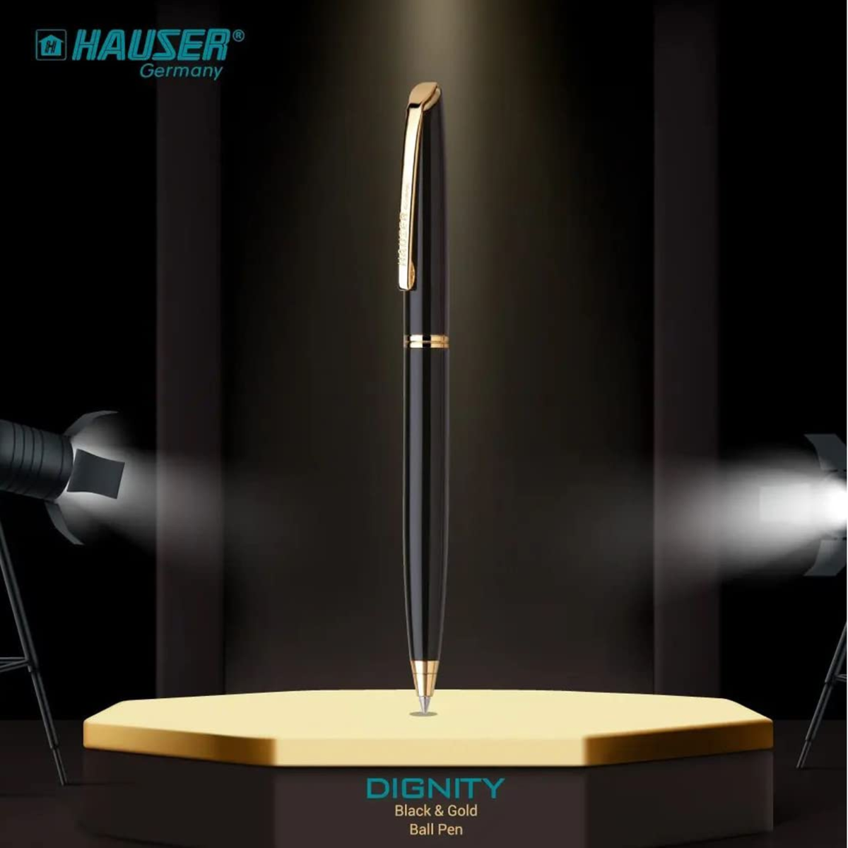 Hauser Dignity Black & Gold Ball Pen | Ink Colour - Blue