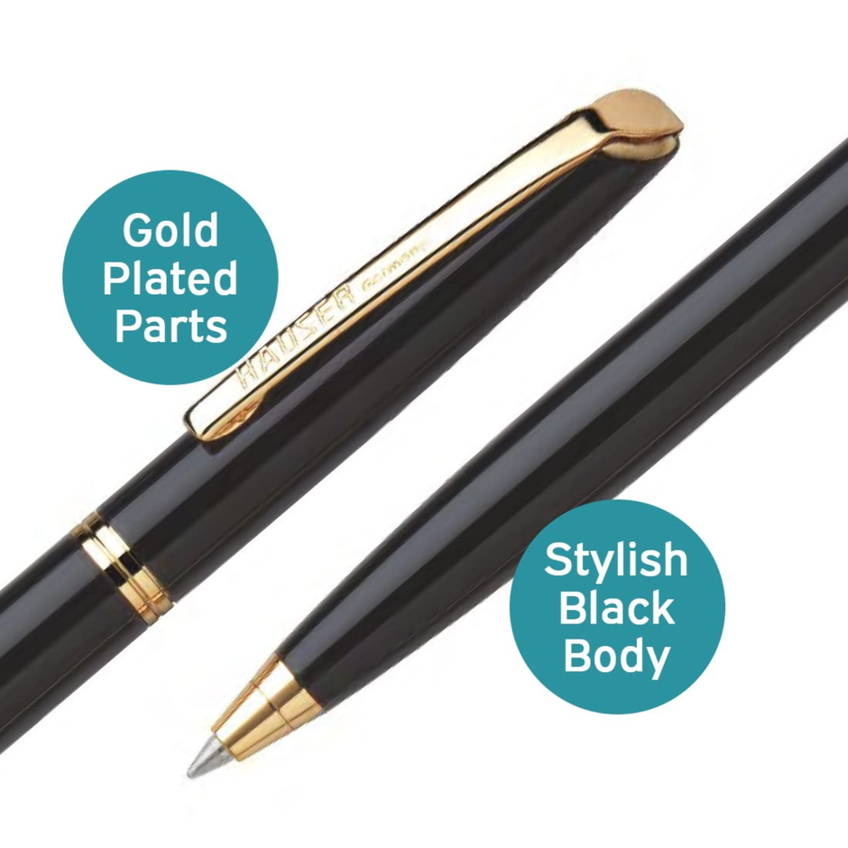 Hauser Dignity Black & Gold Ball Pen | Ink Colour - Blue