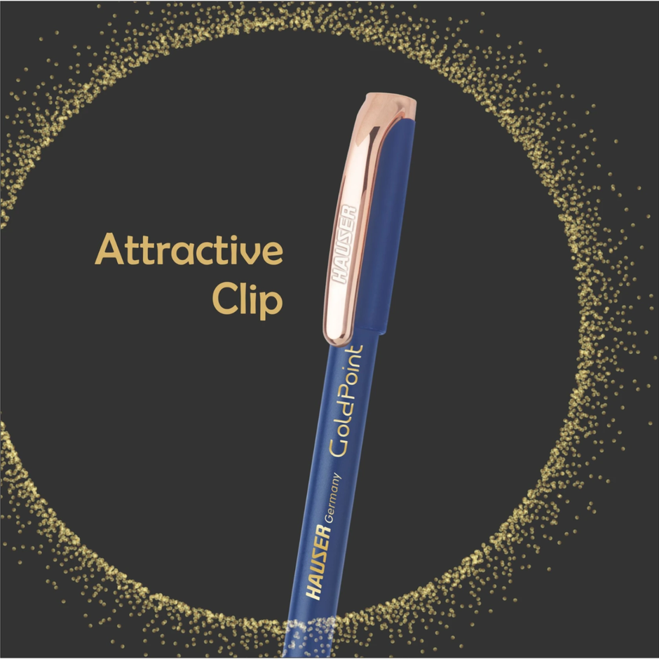 Hauser Gold Point Ball Pen | Pack of 50 | Ink Colour - Blue and Black