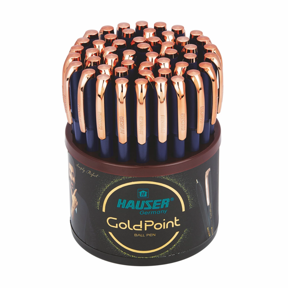 Hauser Gold Point Ball Pen | Pack of 50 | Ink Colour - Blue and Black