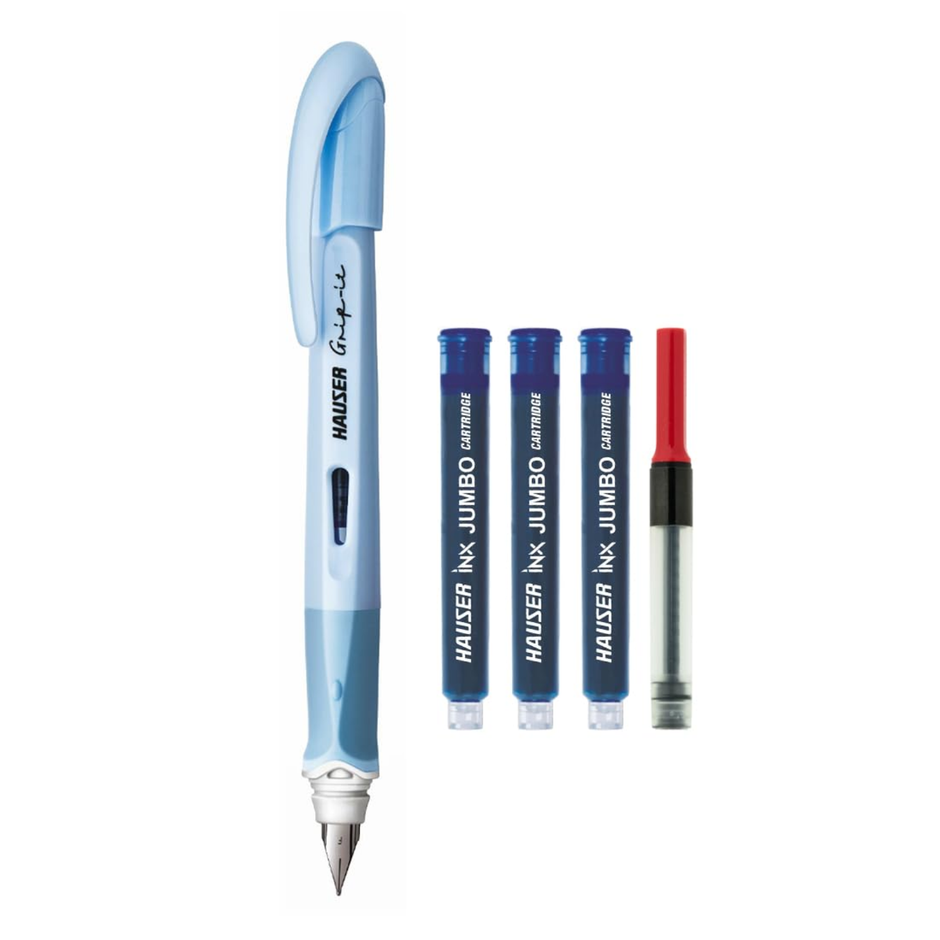Hauser Inx Grip-it Fountain Pen | Includes 3 Cartridges and 1 Converter