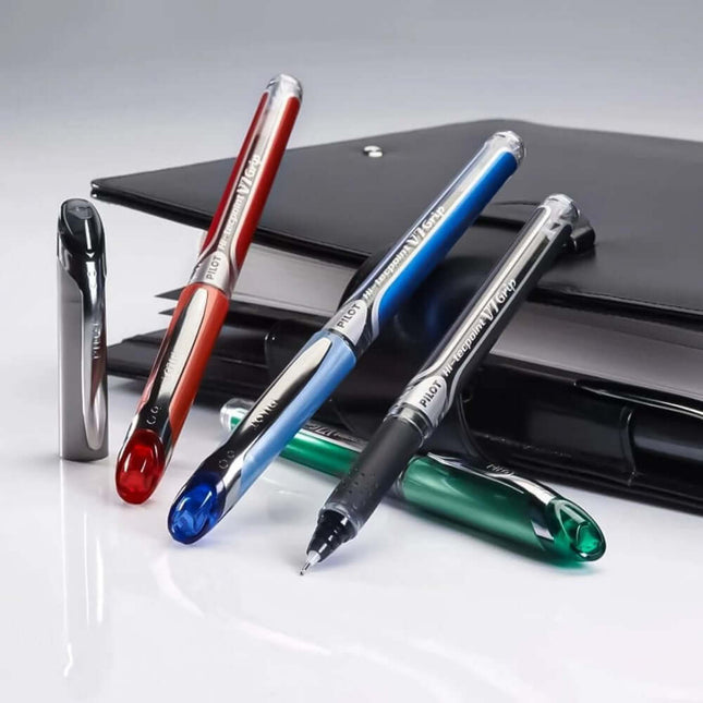Pilot Hi-Tecpoint V7 Grip 0.7mm Fine Point Pure Liquid Ink Roller Ball Pen with Dimpled Rubber Grip