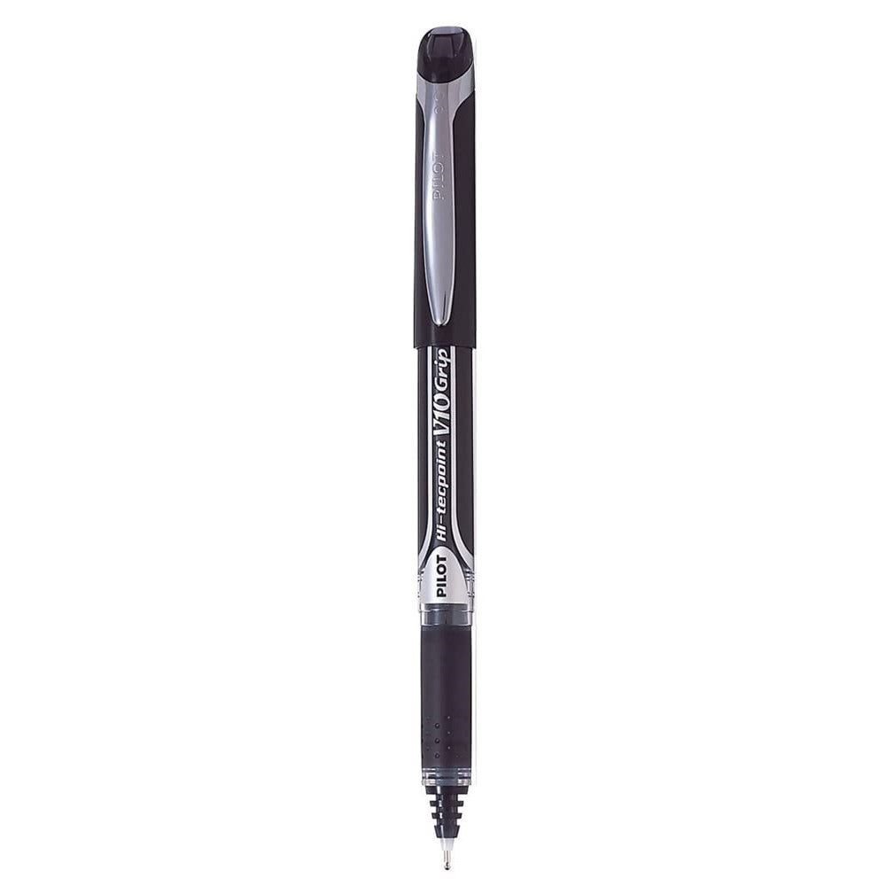 Pilot Hi-Tecpoint V10 Grip 1.0mm Medium Point Pure Liquid Ink Roller Ball Pen with Dimpled Rubber Grip