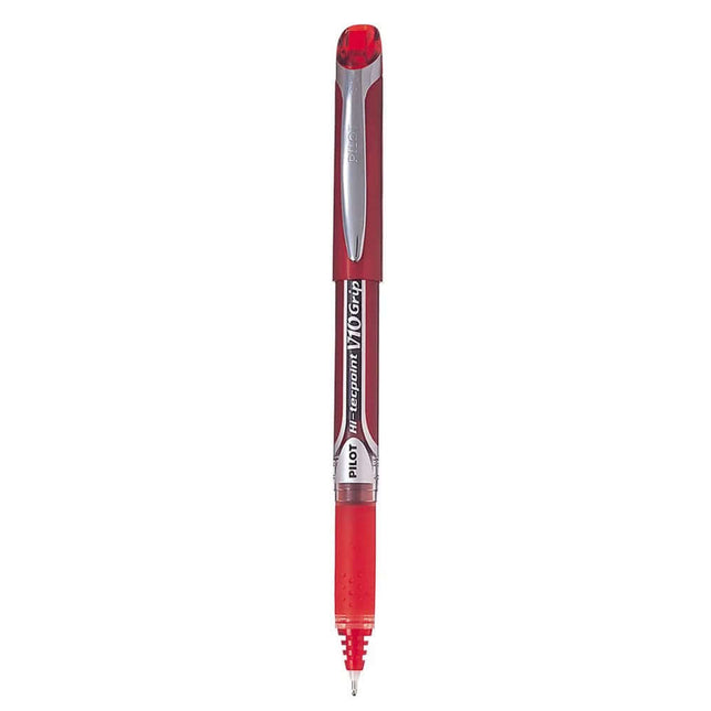 Pilot Hi-Tecpoint V10 Grip 1.0mm Medium Point Pure Liquid Ink Roller Ball Pen with Dimpled Rubber Grip