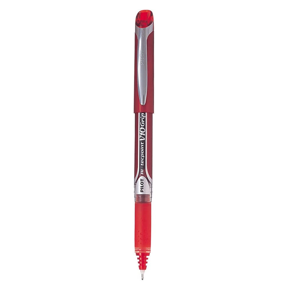 Pilot Hi-Tecpoint V10 Grip 1.0mm Medium Point Pure Liquid Ink Roller Ball Pen with Dimpled Rubber Grip