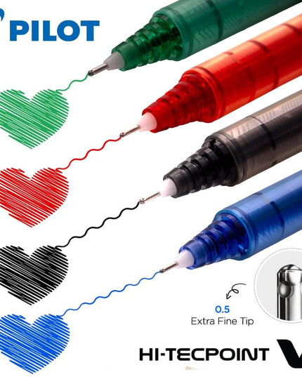 Pilot Hi-Tecpoint V5 0.5mm Extra Fine Point Pure Liquid Ink Roller Ball Pen
