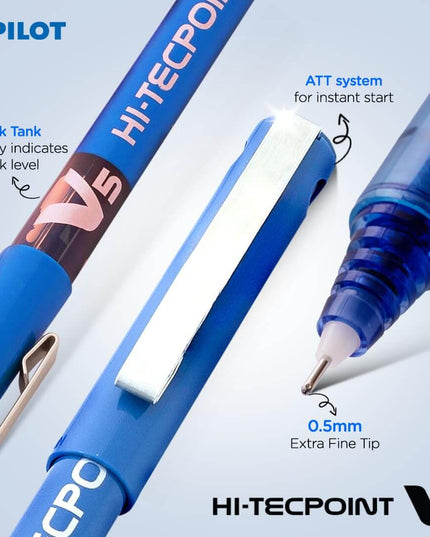 Pilot Hi-Tecpoint V5 0.5mm Extra Fine Point Pure Liquid Ink Roller Ball Pen