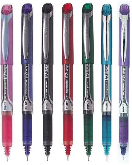 Pilot Hi-Tecpoint V7 Grip 0.7mm Fine Point Pure Liquid Ink Roller Ball Pen with Dimpled Rubber Grip