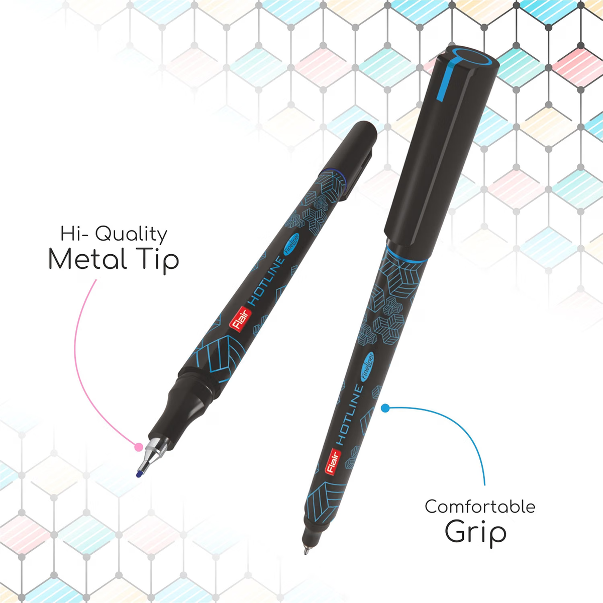 Flair Hotline Fineliner Pens | Set of 10 Assorted Pens