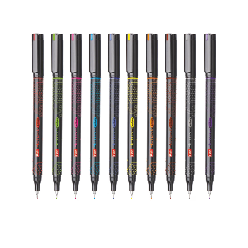 Flair Hotline Fineliner Pens | Set of 10 Assorted Pens