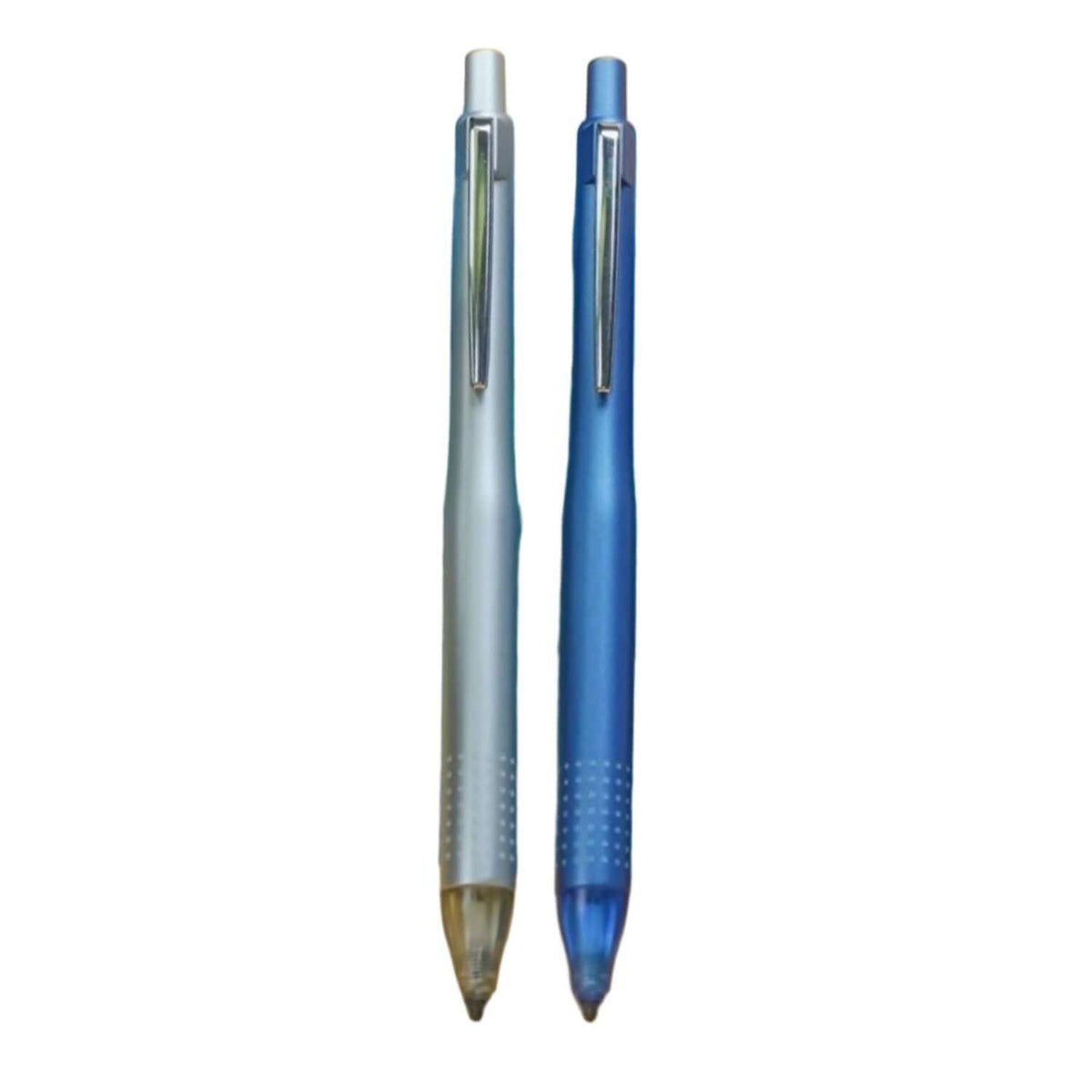 Flair Creative Impact 0.7mm Mechanical Pencil in silver and blue colors, showcasing ergonomic design and precision.
