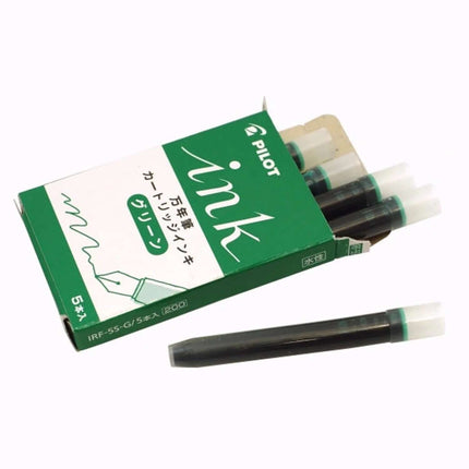 Pilot Ink Cartridges IRF-5S for Fountain Pen | Pack of 5 in green packaging with visible cartridges.