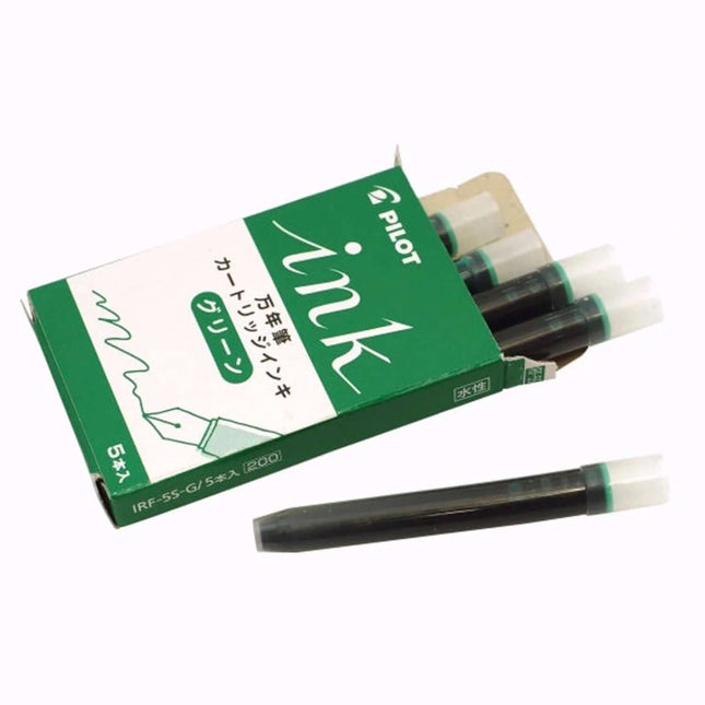 Pilot Ink Cartridges IRF-5S for Fountain Pen | Pack of 5 in green packaging with visible cartridges.