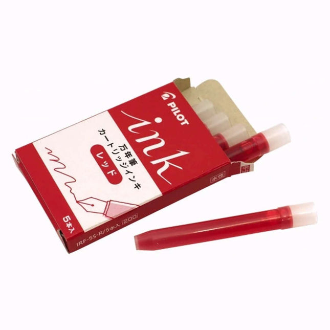 Pilot Ink Cartridges IRF-5S for Fountain Pen | Pack of 5 - Red ink cartridges in box