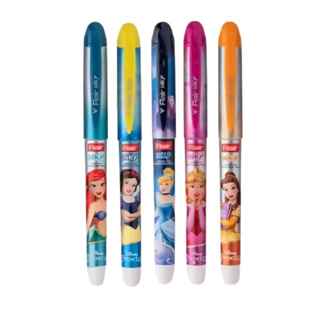 Flair Disney Princess Fountain Pen | Includes 2 Ink Cartridges in vibrant colors with princess designs.