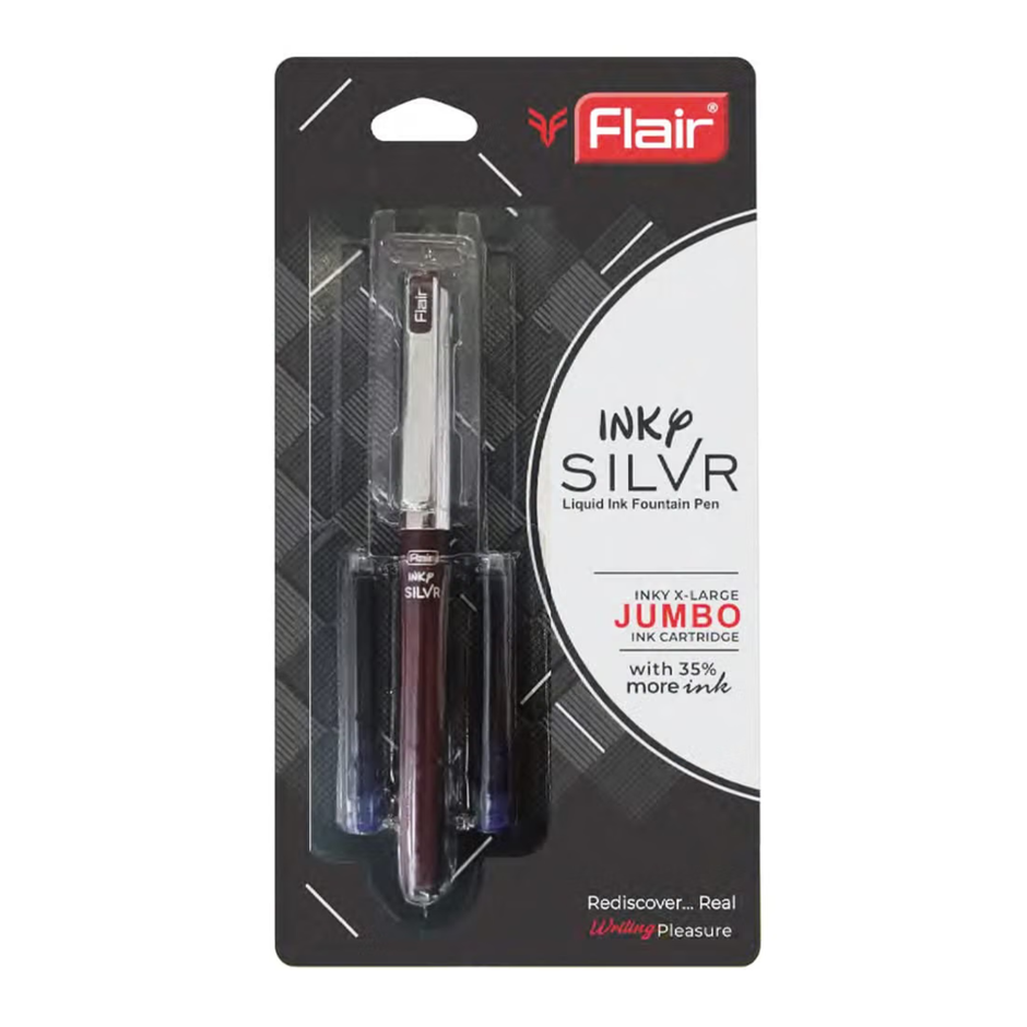 Flair Inky Silvr Fountain Pen | Includes 2 Cartridges