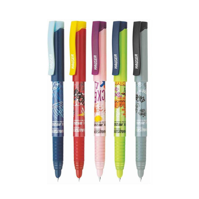 Hauser Inx Rider Fountain Pen | Includes 3 Ink Cartridges and 1 Converter, vibrant colors, artistic designs, premium materials.