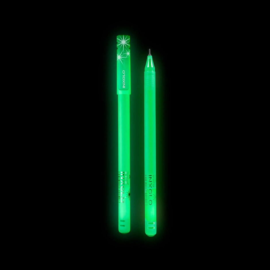 DOMS Inxglo Ball Pen | Ink Colour - Blue and Black in striking glow-in-the-dark design.