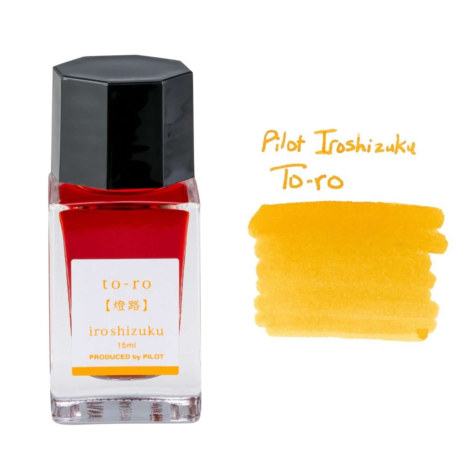 Pilot Iroshizuku Ink Bottle 15ML in To-Ro color, showcasing vibrant ink and label design.
