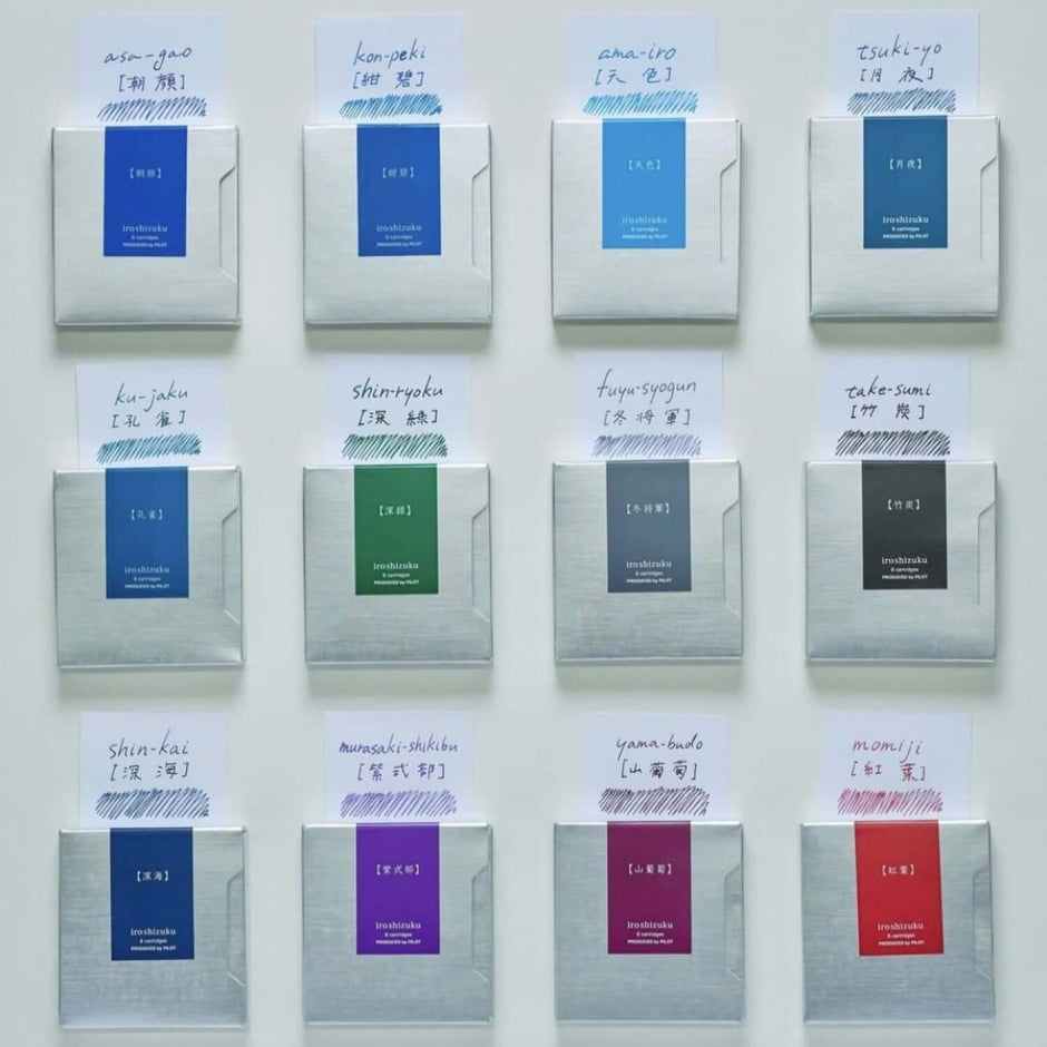 Pilot Iroshizuku Ink Cartridges IRF-6S for Fountain Pen | Pack of 6 displayed with vibrant colors.