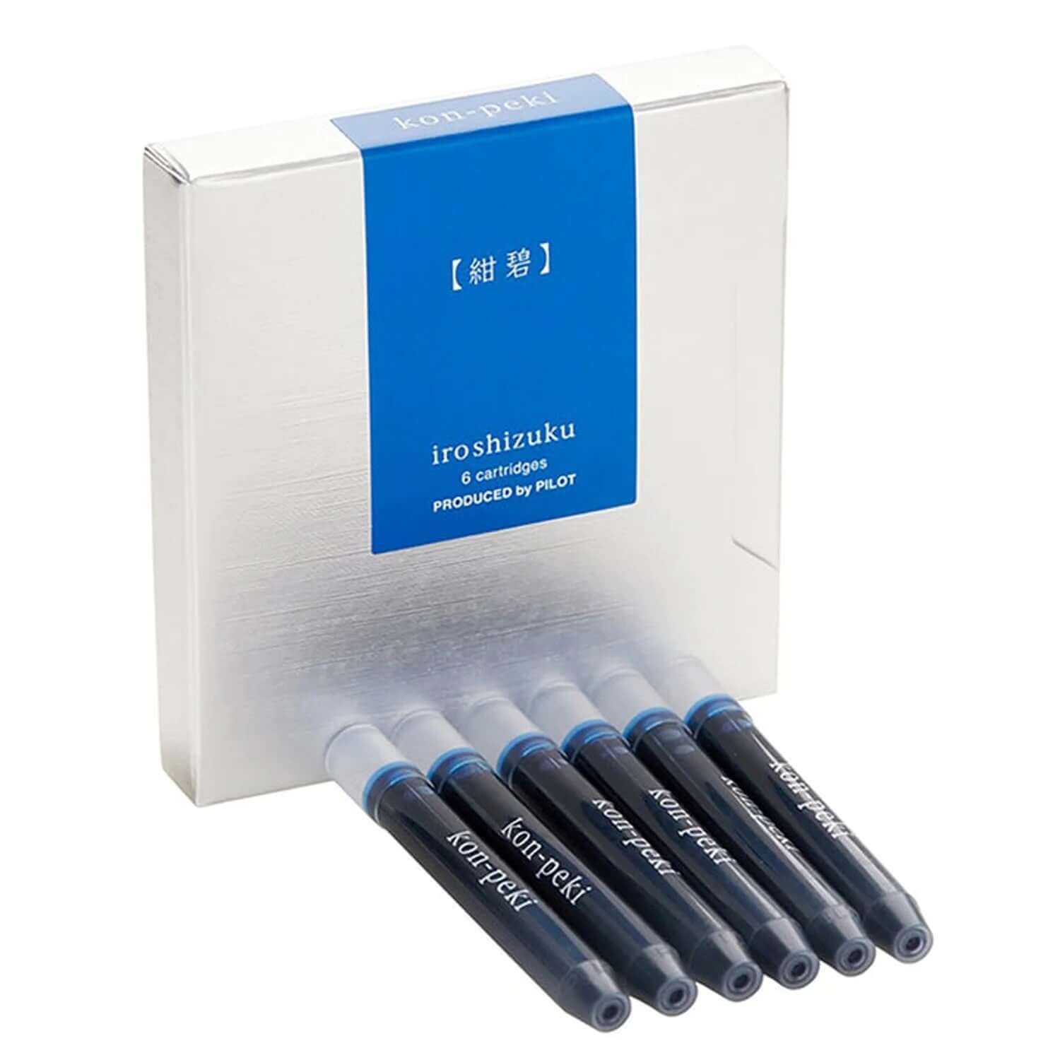 Pilot Iroshizuku Ink Cartridges IRF-6S for Fountain Pen | Pack of 6, featuring six blue ink cartridges in packaging.