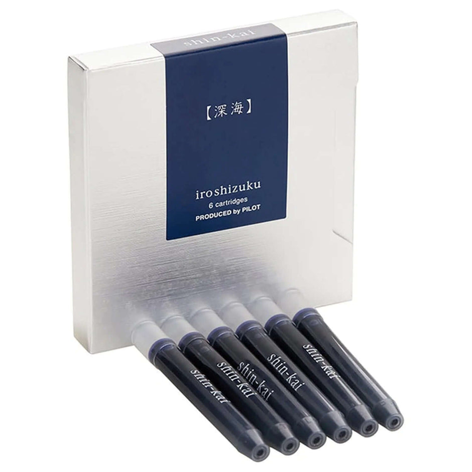 Pilot Iroshizuku Ink Cartridges IRF-6S for Fountain Pen | Pack of 6 with cartridges in packaging.