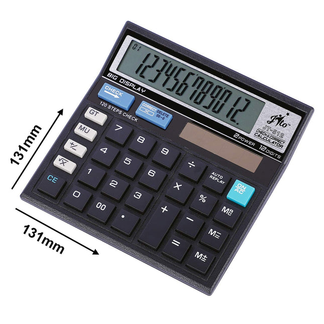 Jito JT-512 12 Digits Desktop Calculator featuring a big display and dual power capability.