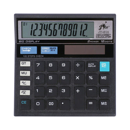 Jito JT-512 12 Digits Desktop Calculator with big display and check & correct function for error-free calculations.