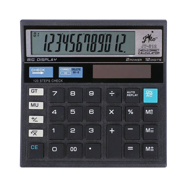 Jito JT-512 12 Digits Desktop Calculator with big display and check & correct function for error-free calculations.