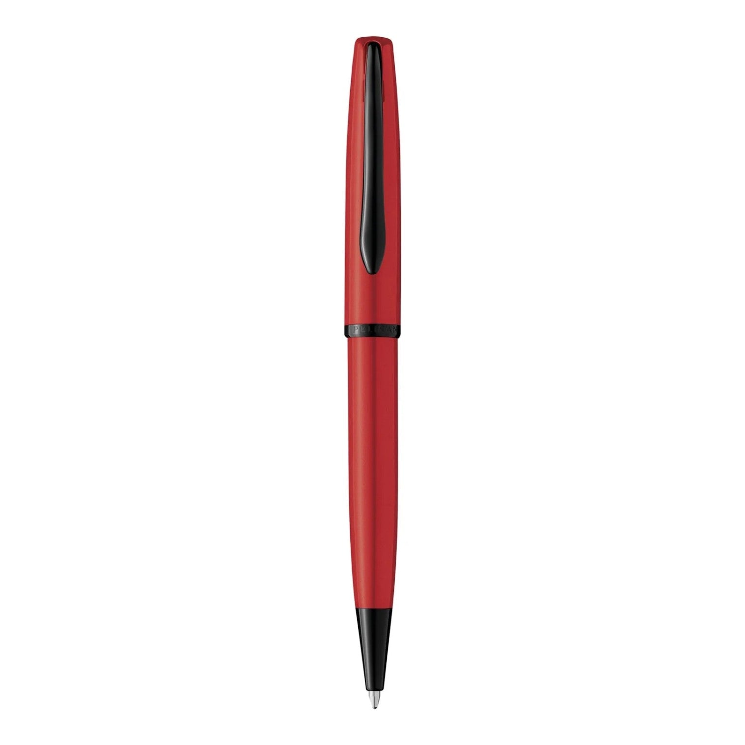 Pelikan Jazz Noble Elegance ballpoint pen in red PVD finish with black accents, showcasing elegant design and craftsmanship.