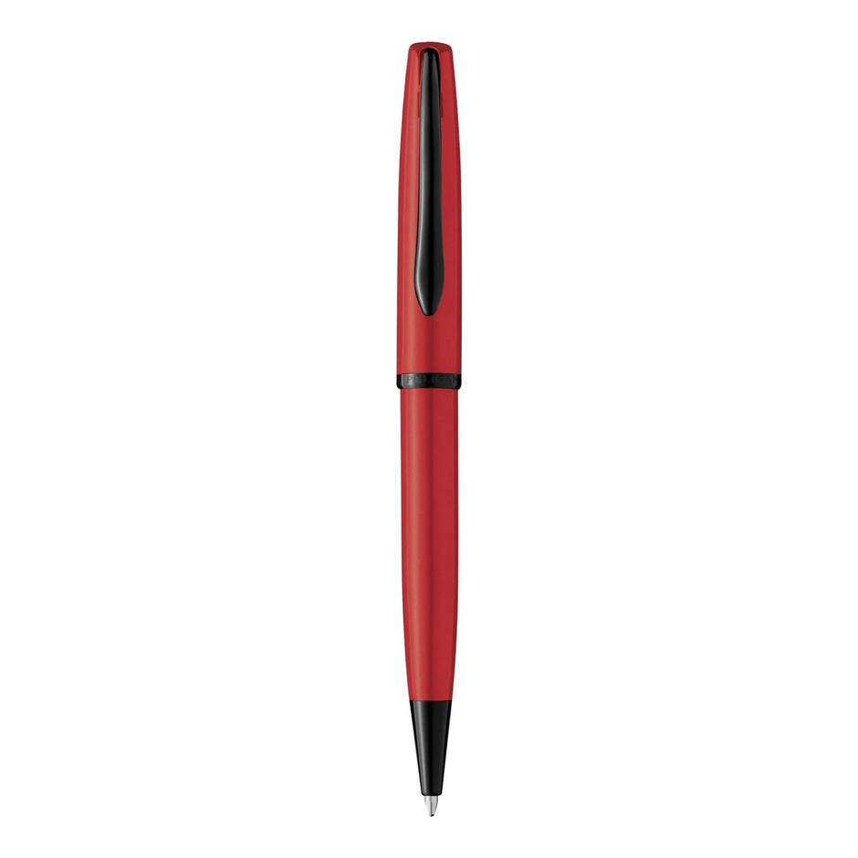 Pelikan Jazz Noble Elegance ballpoint pen in red PVD finish with black accents, showcasing elegant design and craftsmanship.
