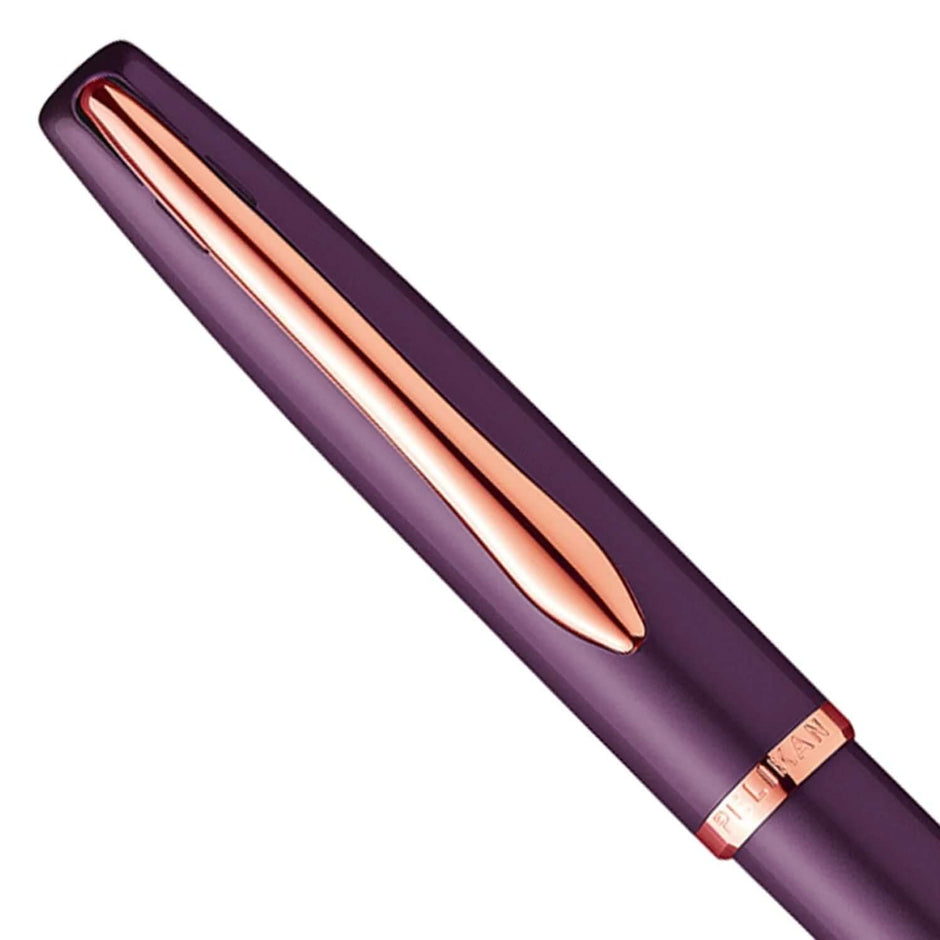 Pelikan Jazz Noble Elegance K36 Viola RGT Ballpoint Pen with rose gold accents and pearl violet finish.