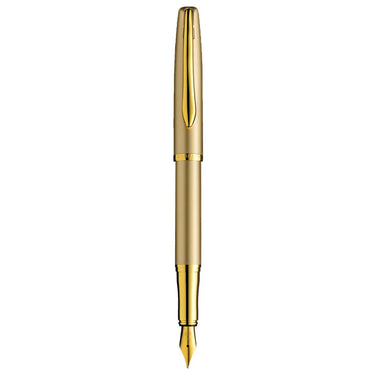 Pelikan Jazz Gold GT fountain pen with gold lacquer-coated body and polished trim, ideal for elegant handwriting.