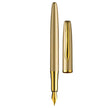 Pelikan Jazz Gold GT fountain pen with gold lacquer-coated metal body and stainless steel nib.