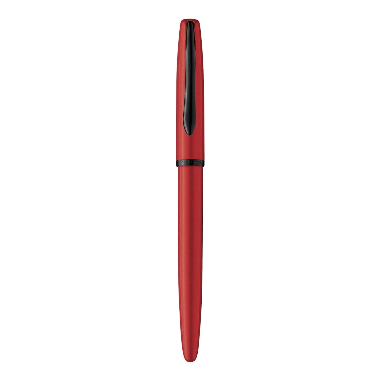 Pelikan Jazz Red Fountain Pen featuring a pearl red lacquered barrel and black grip, embodying elegance and practicality.