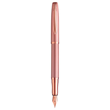 Pelikan Jazz Noble Elegance P36 rose gold fountain pen with polished rose gold nib and lacquer-coated body.